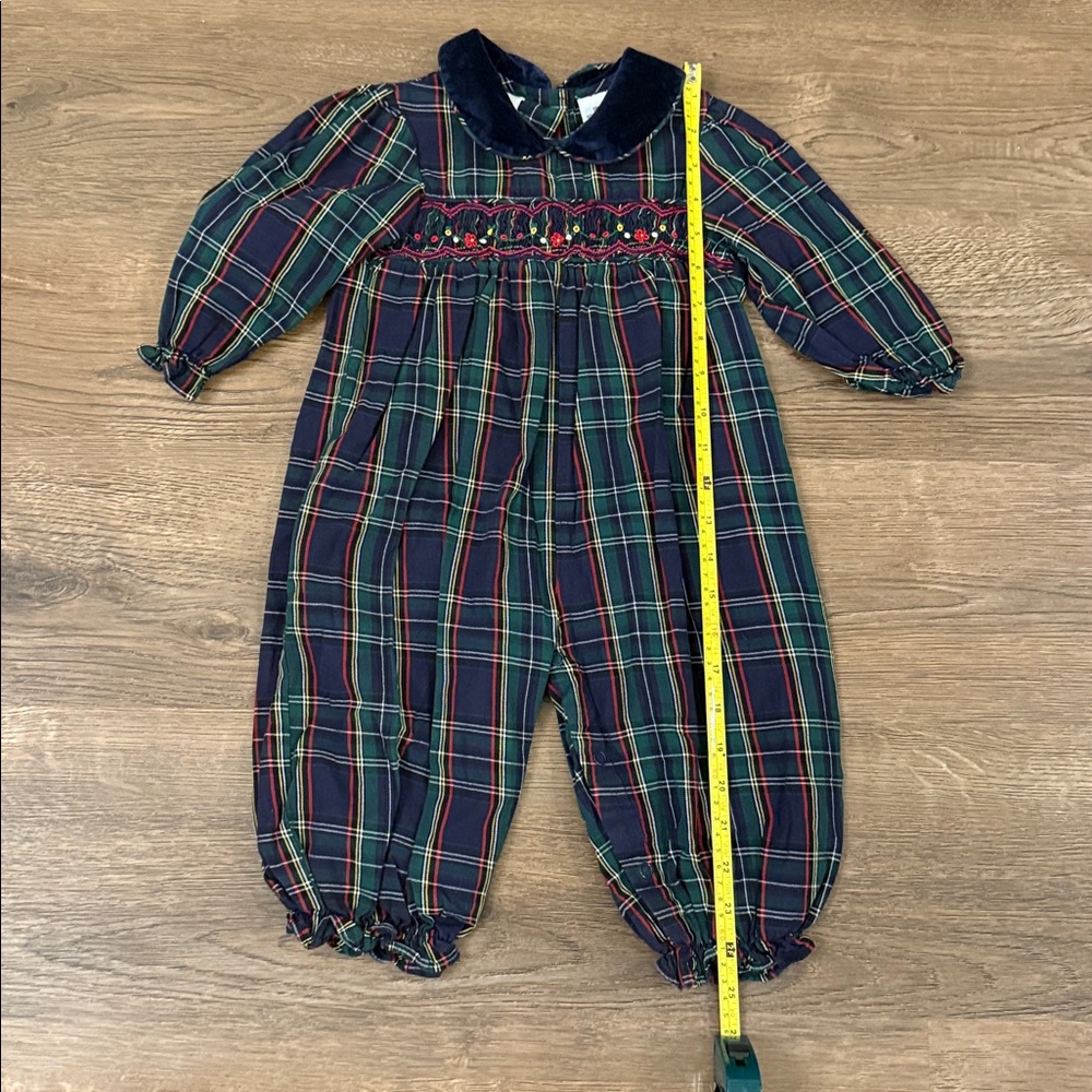 Plaid Baby Ur It Vintage Holiday Smocked Long Jumper One all Size 18 mos
